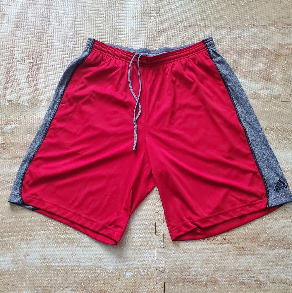 Adidas Red and Gray Basketball Shorts